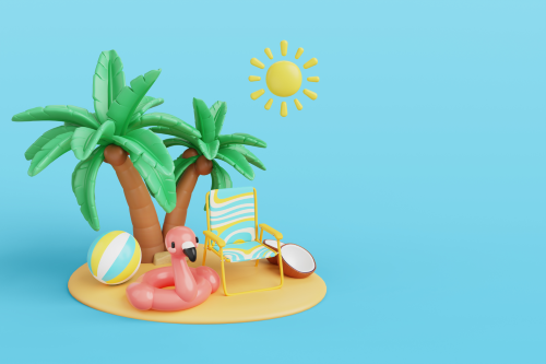 cartoon drawing of a small island with a tiny bit of beach